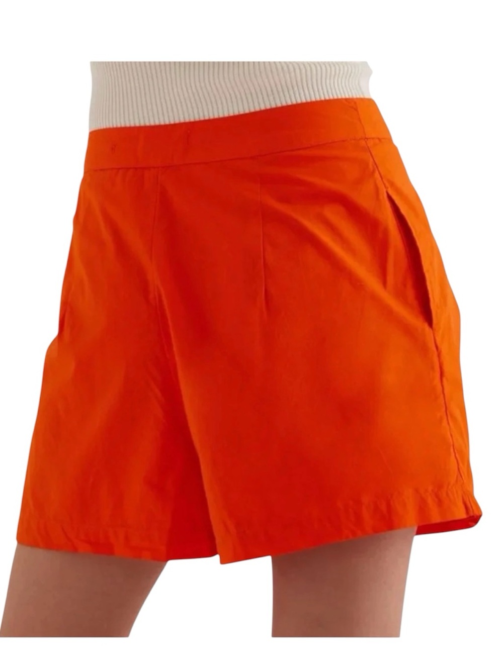 Maeve Anthropologie Women’s Flame Orange Pleated Poplin High-Waist Shorts sz 8